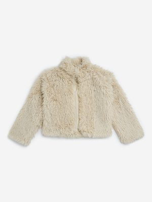 Y&F Kids Beige Faux Fur Jacket