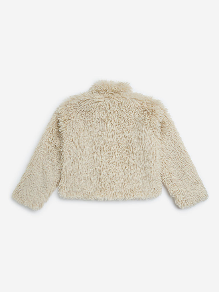 Y&F Kids Beige Faux Fur Jacket - Image 2