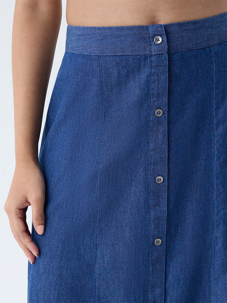 Utsa Indigo Maxi Denim Skirt - Image 3
