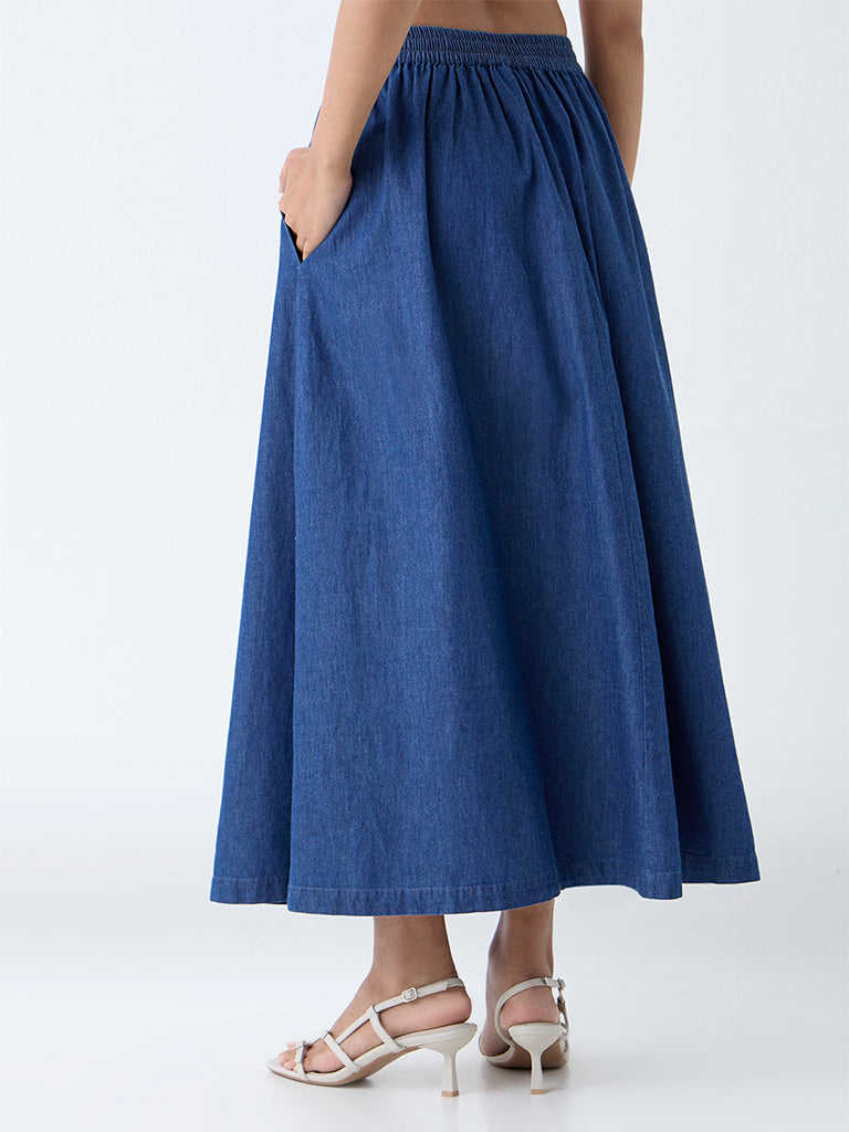 Utsa Indigo Maxi Denim Skirt - Image 4
