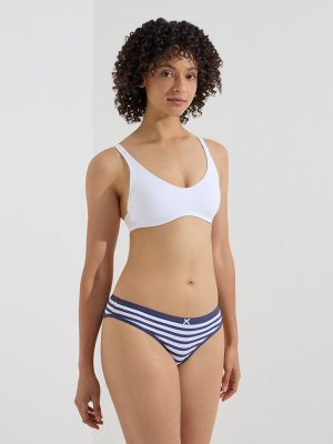 Wunderlove Blue Printed Cotton-Blend Bikini Briefs- Pack of 3