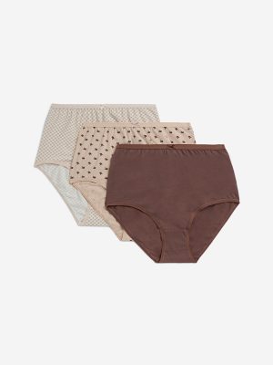 Wunderlove Beige Cotton-Blend Full Briefs - Pack of 3