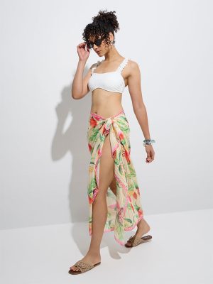 Wunderlove Multicolour Tropical Beach Sarong in Pouch Bag