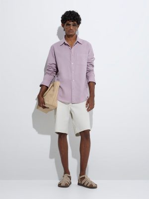 WES Casuals Lavender Solid Relaxed-Fit Shirt