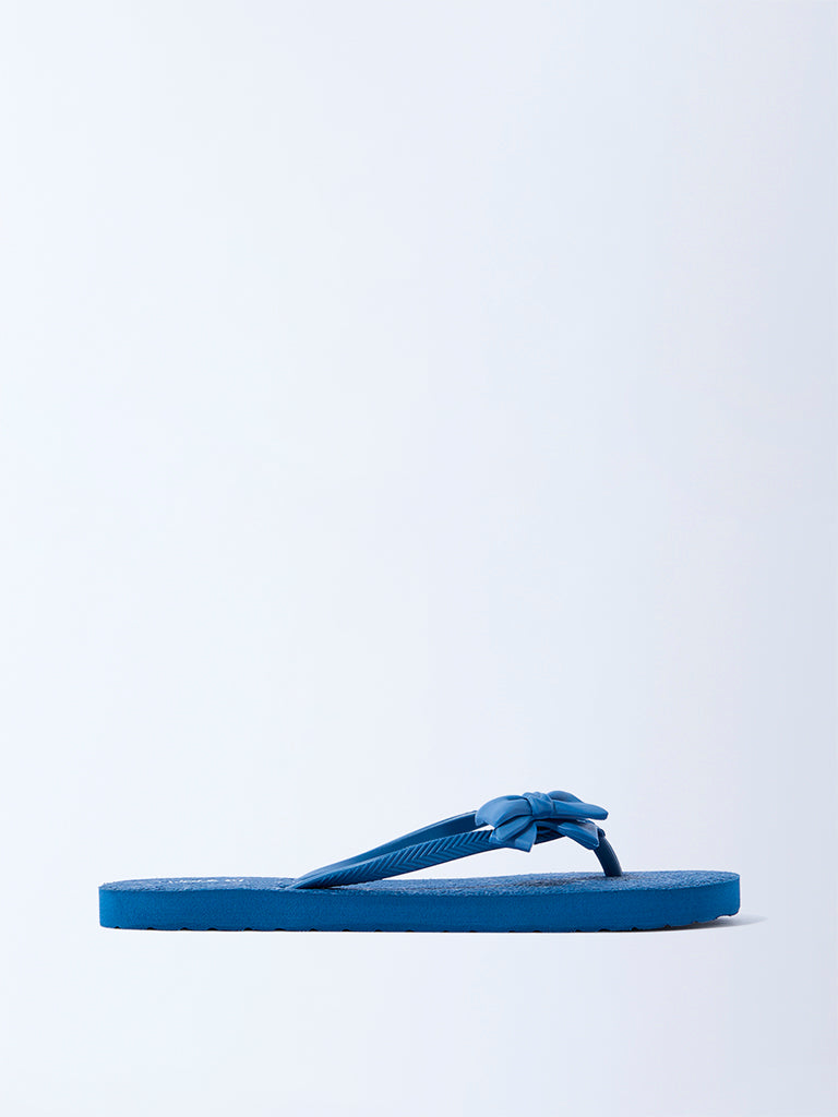LUNA BLU Blue Bow-Detailed Flip-Flops