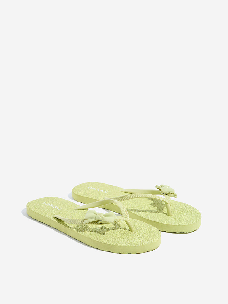 LUNA BLU Lime Bow-Detailed Flip-Flops - Image 2