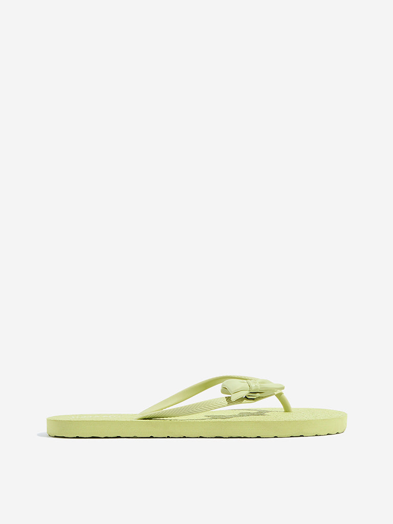 LUNA BLU Lime Bow-Detailed Flip-Flops