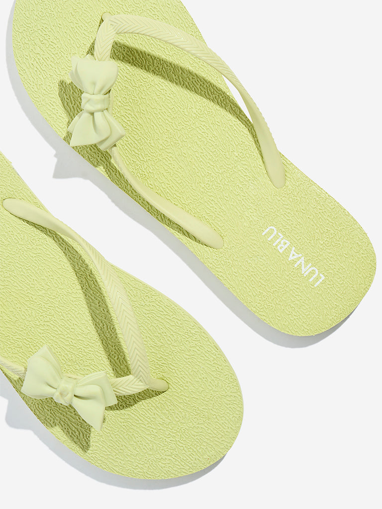 LUNA BLU Lime Bow-Detailed Flip-Flops - Image 3