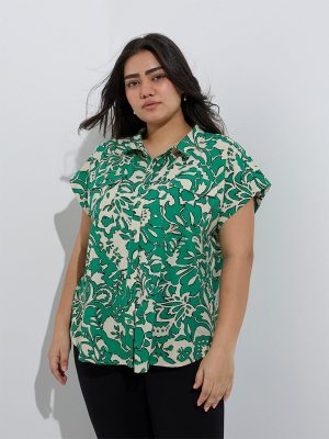 Gia Green Abstract Printed Shirt