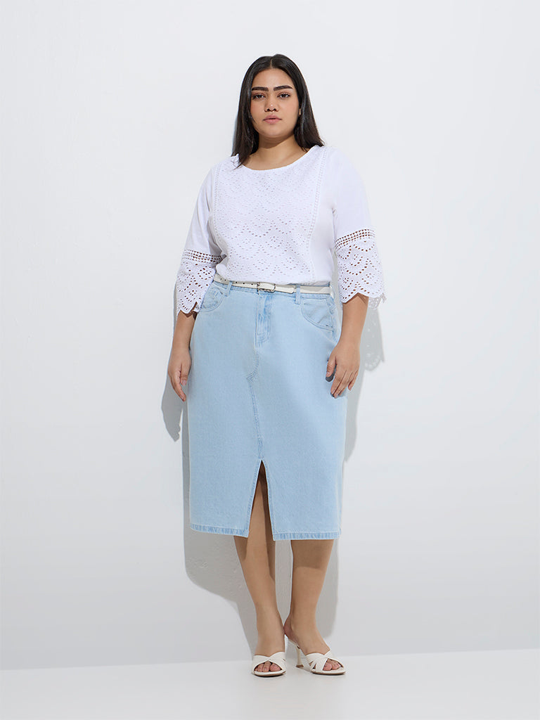 Gia White Schiffli Embroidered Cotton Top - Image 2