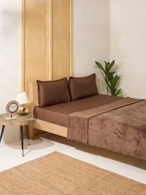 Westside Home Dark Brown Queen Bed Fleece Blanket