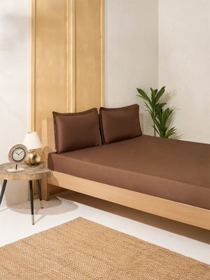 Westside Home Dark Brown Solid Queen Bed Sheet Set