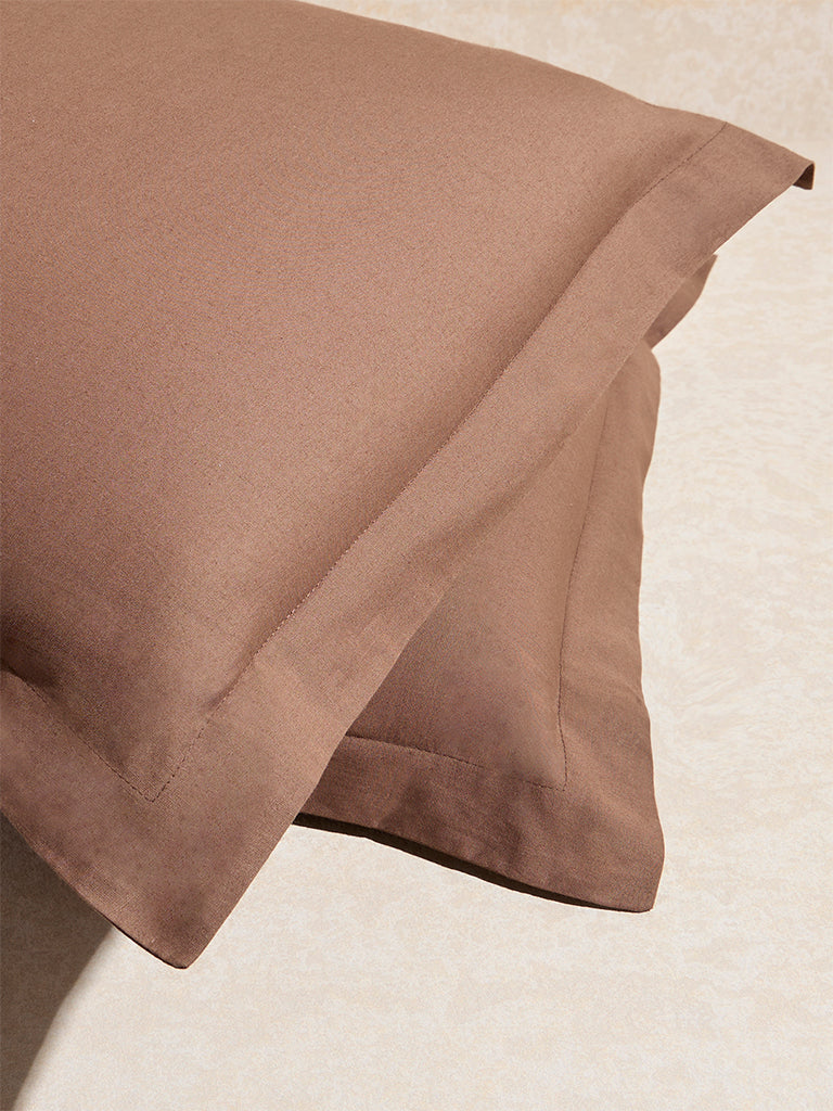 Westside Home Dark Brown Solid Pillowcase (Set of 2) - Image 2