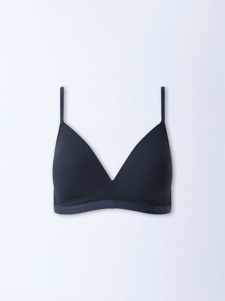 Wunderlove Black Self-Striped Padded Bra - Image 5