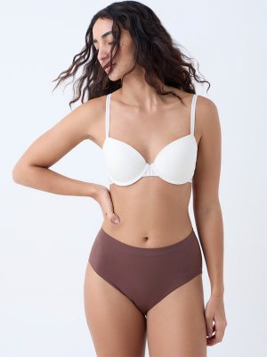 Wunderlove Brown Solid Seam-Free Full Briefs