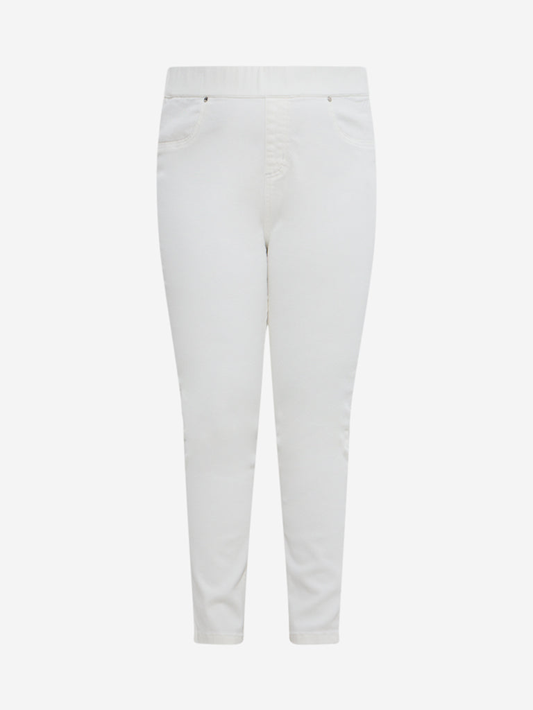 Gia White High-Rise Cotton-Blend Jeggings - Image 5