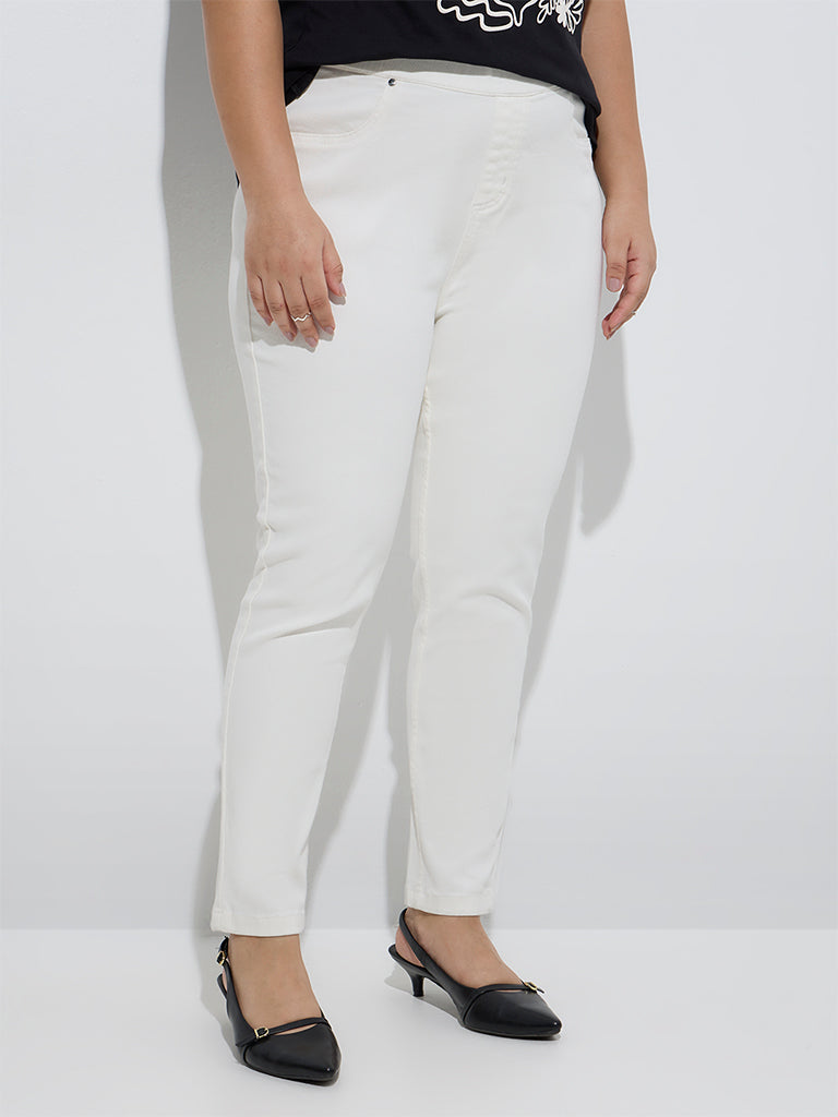 Gia White High-Rise Cotton-Blend Jeggings - Image 2