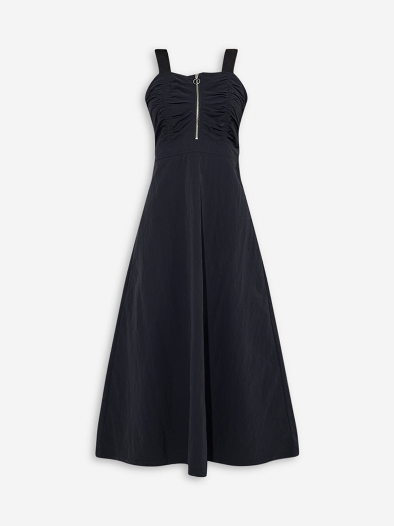 Nuon Black Ruched A-Line Dress - Image 5