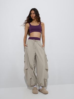 Nuon Beige Mid-Rise Harem Pants