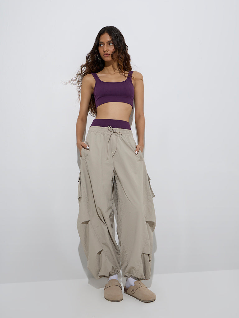 Nuon Beige Mid-Rise Harem Pants