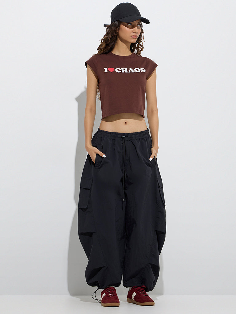 Nuon Black Mid-Rise Harem Pants