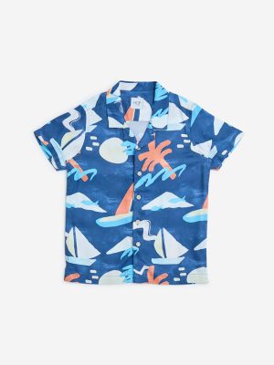 HOP Kids Blue Beach-Inspired Shirt