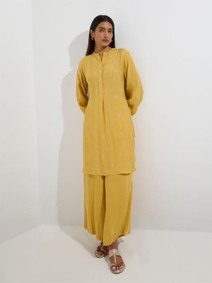 Zuba Mustard Solid Palazzos