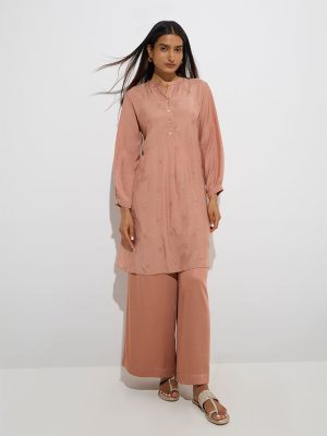 Zuba Dusty Peach Solid Palazzos