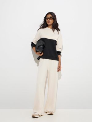 LOV Beige Solid High-Rise Trousers