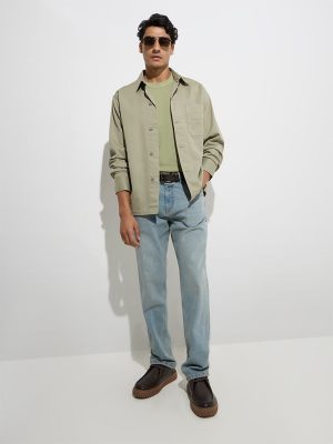 WES Casuals Sage Solid Relaxed-Fit Cotton Shirt
