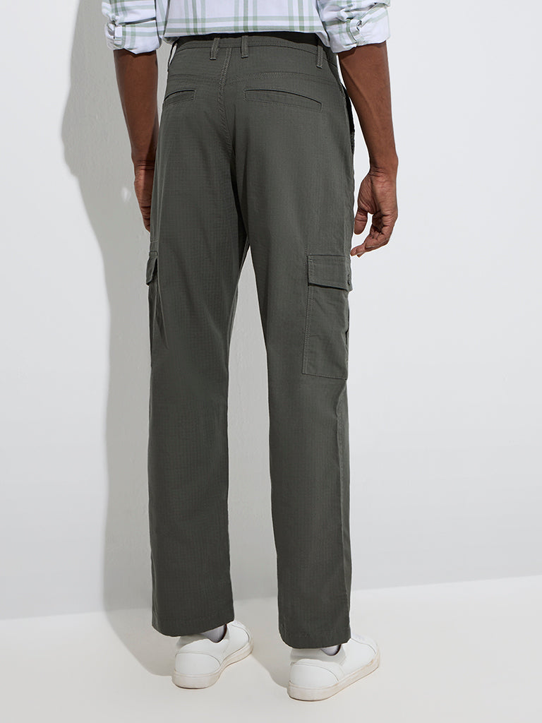 WES Casuals Olive Relaxed-Fit Mid-Rise Cotton-Blend Chinos - Image 5