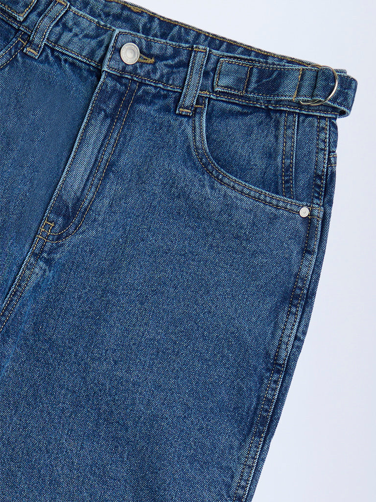 Y&F Kids Blue Straight-Fit Mid-Rise Jeans - Image 3