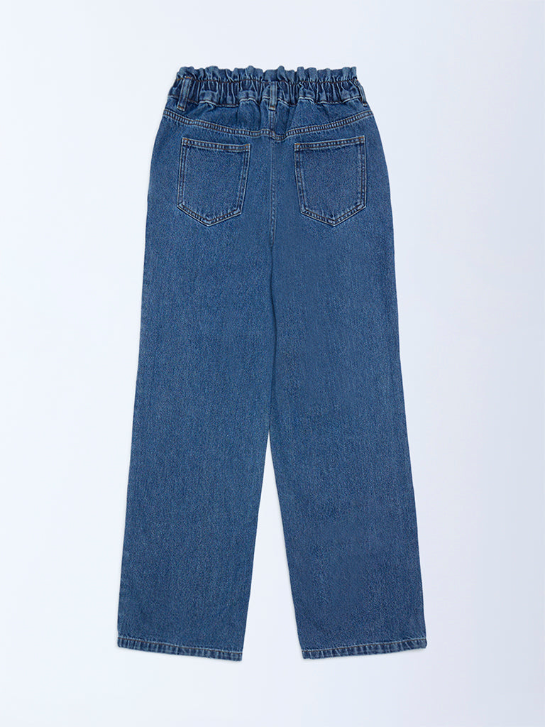 Y&F Kids Light Blue Washed Straight-Fit High-Rise Jeans - Image 2