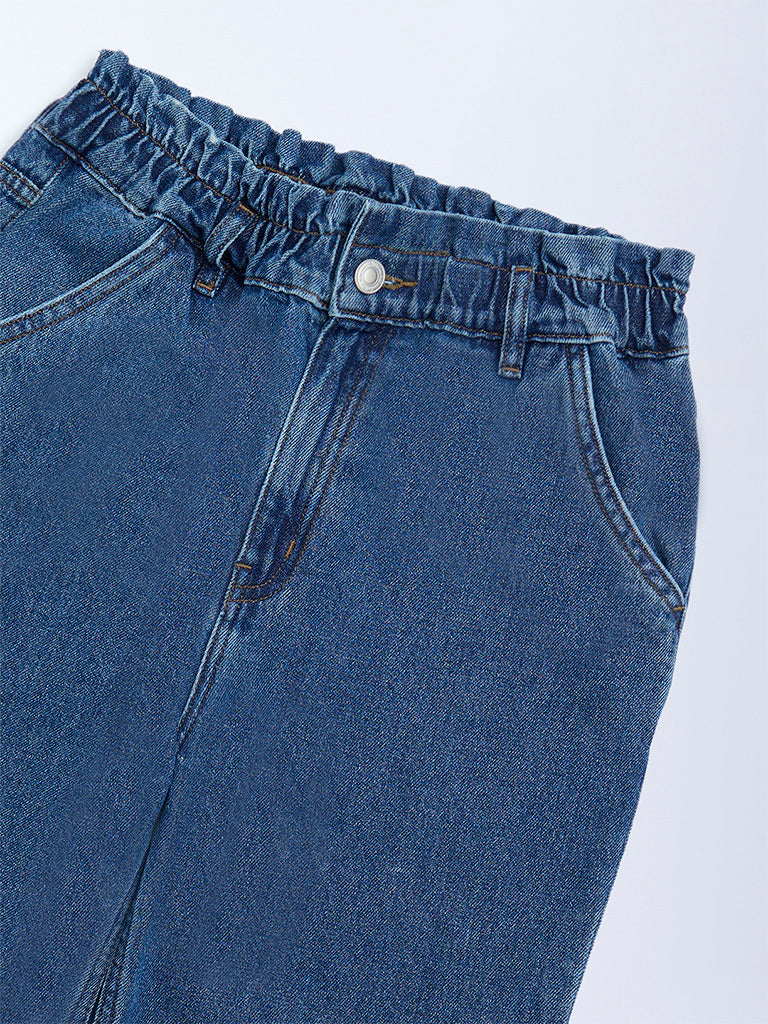 Y&F Kids Light Blue Washed Straight-Fit High-Rise Jeans - Image 3