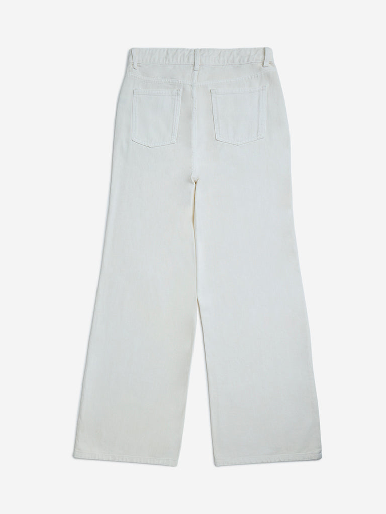 Y&F Kids White Wide-Leg High-Rise Jeans - Image 2