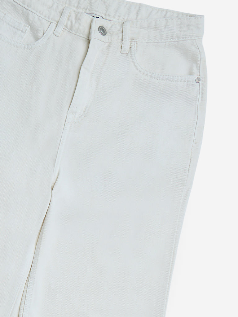 Y&F Kids White Wide-Leg High-Rise Jeans - Image 3