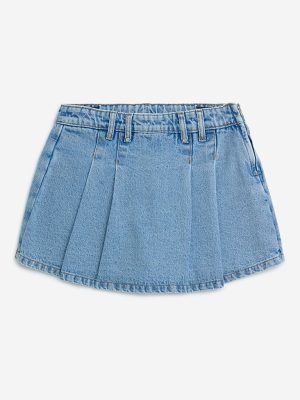 Y&F Kids Blue High-Rise Denim Skorts