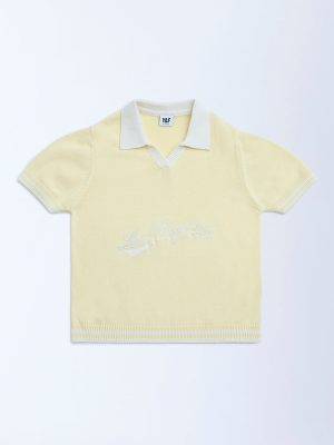 Y&F Kids Yellow Text Design Cotton Sweater