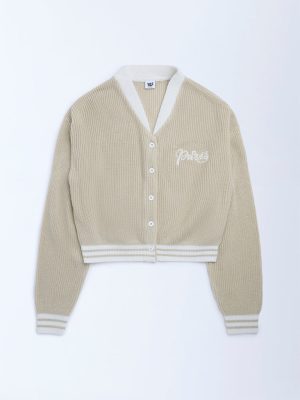 Y&F Kids Beige Knit-Textured Sweater