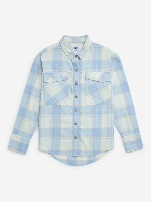 Y&F Kids Blue Flannel Checkered Cotton Shirt