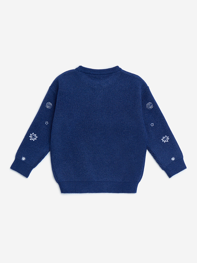 HOP Kids Navy Space Themed Knitted Sweater - Image 4