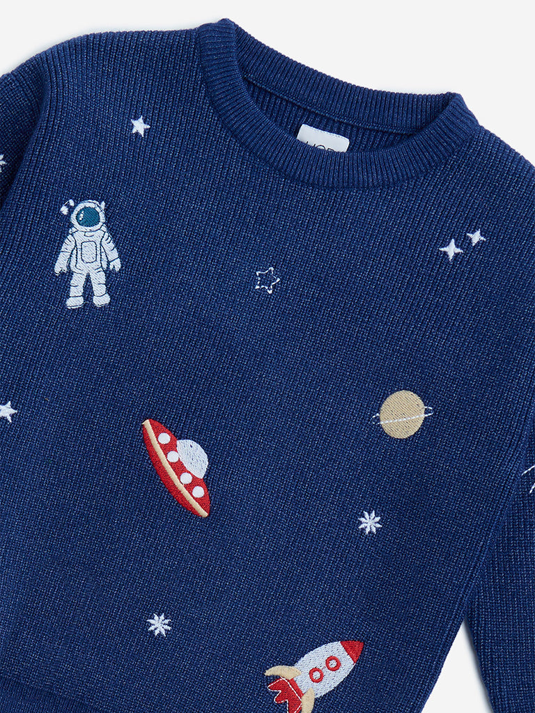 HOP Kids Navy Space Themed Knitted Sweater - Image 5