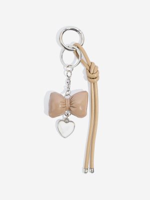 Westside Accessories Beige Bow Detailed Bag Charm