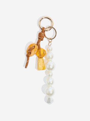 Westside Accessories White Pearl Detailed Bag Charm