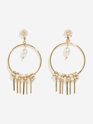 Westside Accessories Gold Pearlescent Line Dangler Earrings