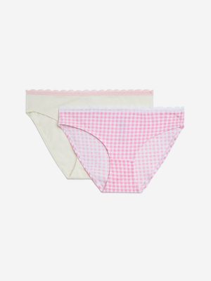 Superstar Pink Cotton-Blend Bikini Briefs - Pack of 2