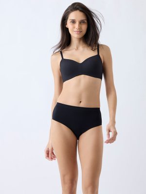 Wunderlove Black Ribbed-Textured Padded Bra