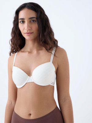 Wunderlove Ivory Self-Striped Wired Bra - Pack of 2