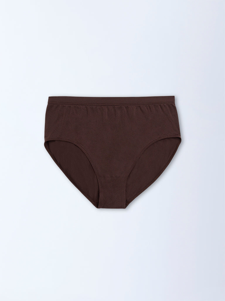 Wunderlove Dark Brown Solid Seam-Free Full Briefs - Image 5