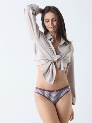 Wunderlove Mauve Cotton-Blend Bikini Briefs - Pack of 3